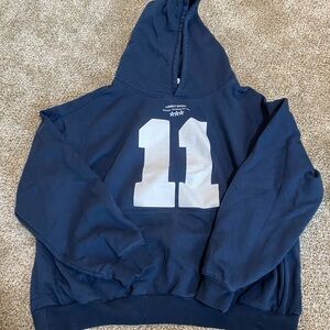 LONELY GHOST Navy Hoodie with White Print